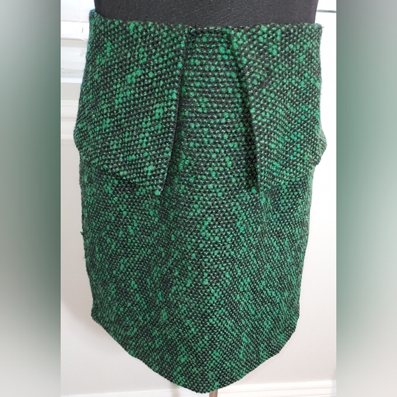 Greylin Black/Green Wool Mix Peplum Dress NWT - Picture 3 of 6